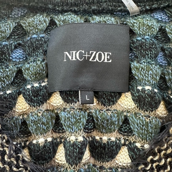 NIC+ZOE Shades of Blue Fish Scale Cardigan Long Sweater Size M / L - Picture 14 of 16